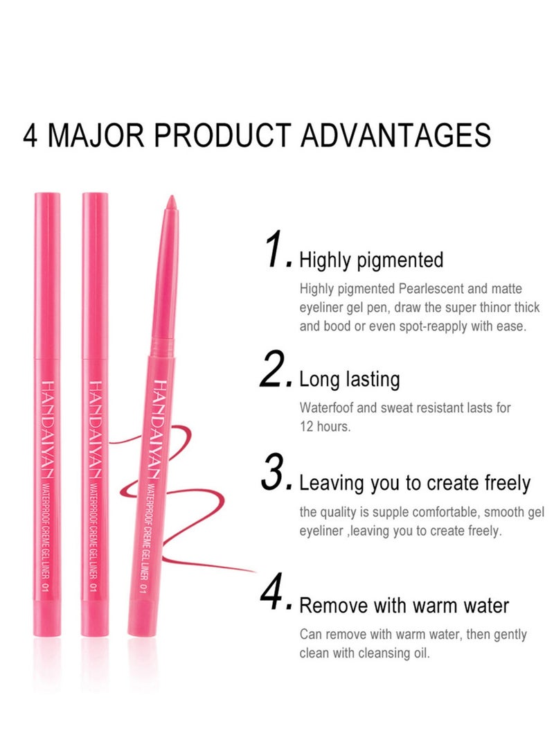 Handaiyan Eyeliner Gel Set 6 Colors Professional Makeup Eye Liner Waterproof Matte Long Lasting,Smudge-Resistant Sharpenable Cream Eyeliners Pencil High Performance Glide-On Pen Vegan,High Pigment,Nude Finish A  - Image 3