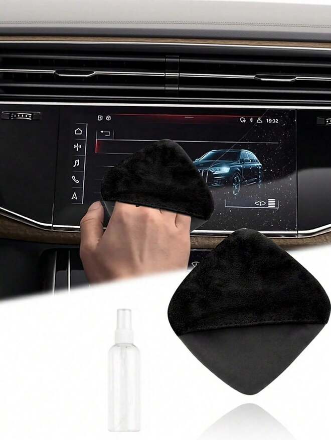Car Screen Cleaning Kit, Includes Portable Spray Bottle, Ultra-Fine Microfiber Cleaning Cloth, Multi-Function Ultra-Fine Microfiber Wiping Cloth, Suitable For Car Touchscreens, Dashboards, Phones, Tablets, Laptops, Monitors, Ideal For Drivers, Office Workers, Travelers And Car Interior Care, Also Suitable For Home Screen Cleaning Supplies