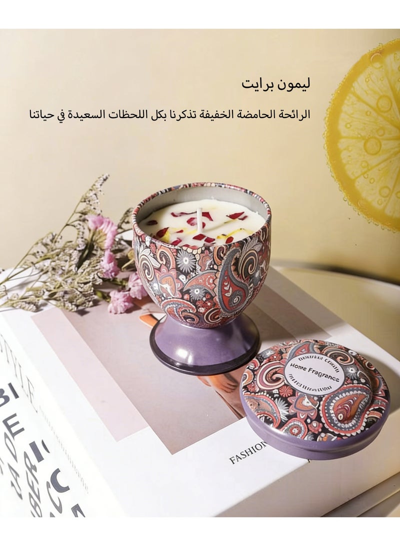 شمعة فول الصويا للعلاج العطري، 4 شمعات معطرة للبيت - فانيلا، شاي، ليمون، ياسمين للاسترخاء، الهدوء والهدايا (بيت جديد، رمضان، عيد ميلاد) - مدة احتراق 48 ساعة - Image 3