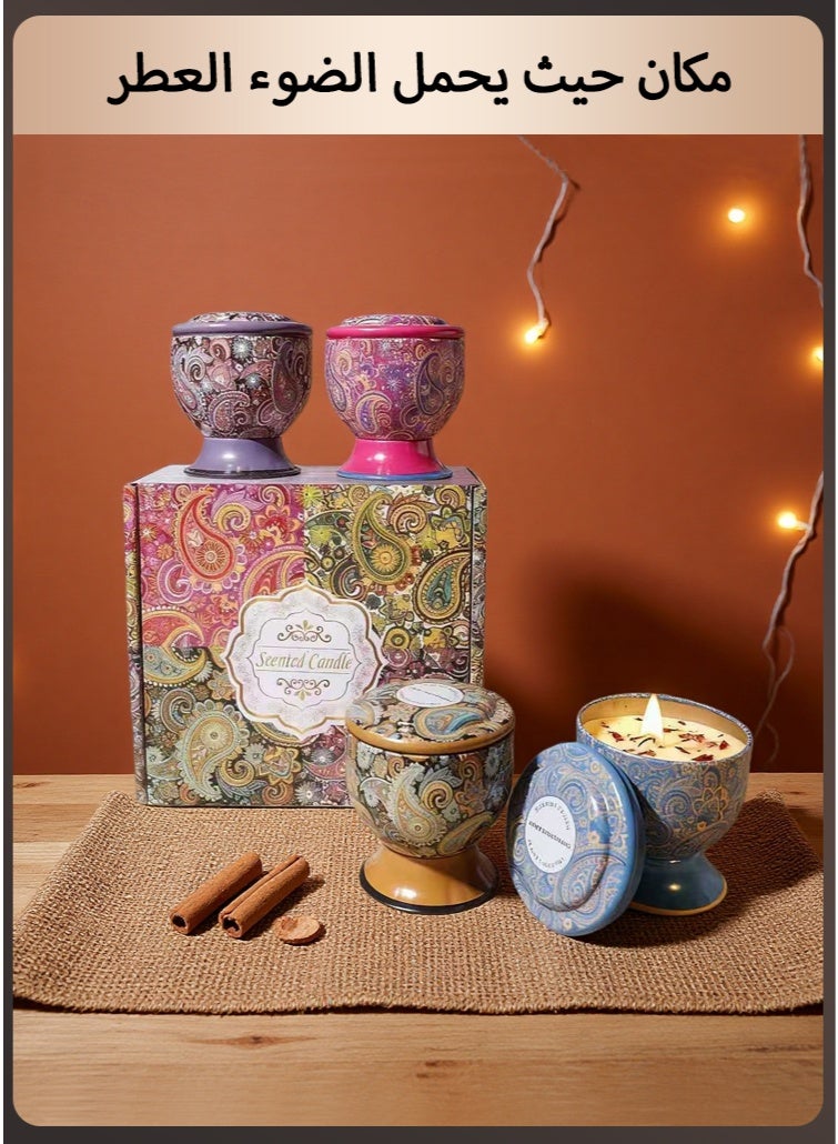 شمعة فول الصويا للعلاج العطري، 4 شمعات معطرة للبيت - فانيلا، شاي، ليمون، ياسمين للاسترخاء، الهدوء والهدايا (بيت جديد، رمضان، عيد ميلاد) - مدة احتراق 48 ساعة - Image 1