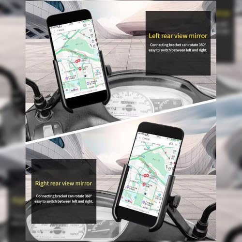 WHIPONE Metal CNC Mobile Holder for Scooter, Scooty & Motorcycle Compatible for Yamaha Aerox 155, Mirror Mount, 360° Rotation, Strong Anti-Slip Grip, Wide Adjustable Fit for All Smartphones (Black) - Image 4