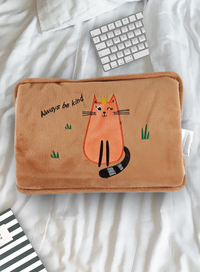 Biggdesign Cats  Kind Cat Electric Hot Water Bottle with Soft Cover, Rechargable Hot Water Bag for Pain Relief, Ideal for Menstrual Cramps, Waterproof, Intelligent Temperature Control - Image 1