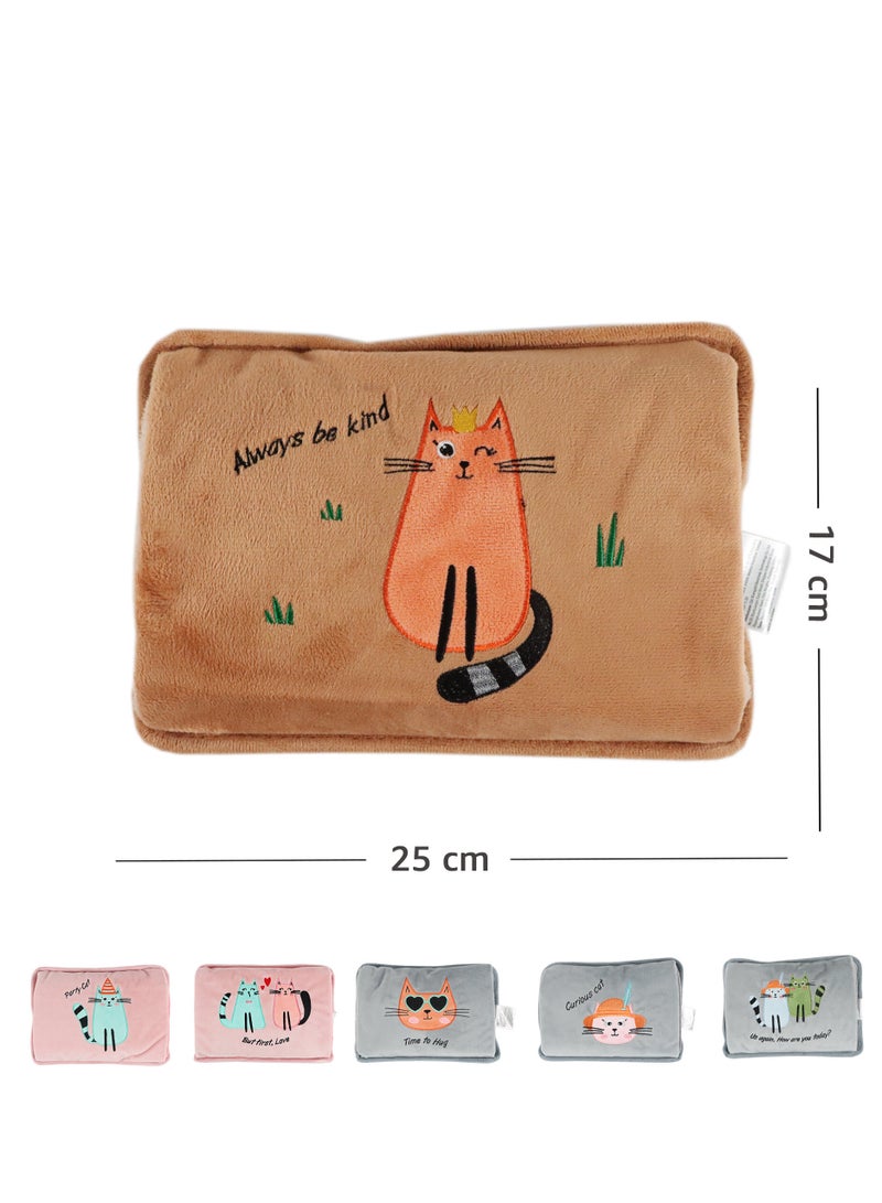 Biggdesign Cats  Kind Cat Electric Hot Water Bottle with Soft Cover, Rechargable Hot Water Bag for Pain Relief, Ideal for Menstrual Cramps, Waterproof, Intelligent Temperature Control - Image 4