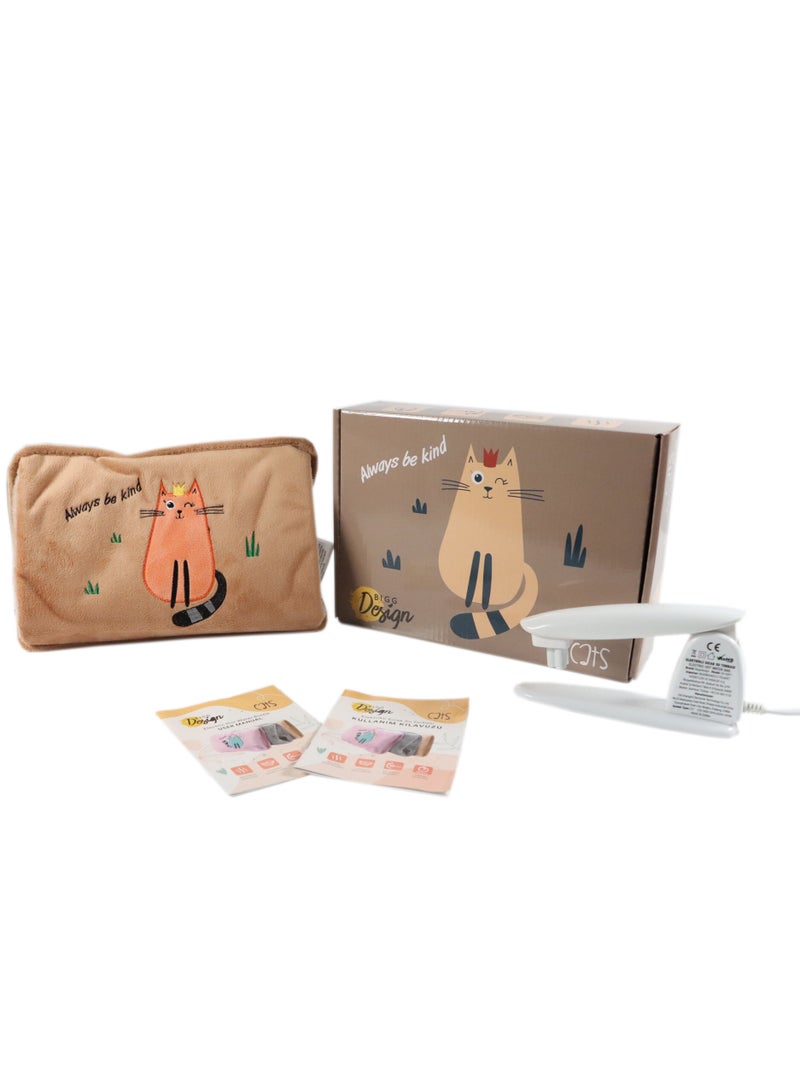 Biggdesign Cats  Kind Cat Electric Hot Water Bottle with Soft Cover, Rechargable Hot Water Bag for Pain Relief, Ideal for Menstrual Cramps, Waterproof, Intelligent Temperature Control - Image 5