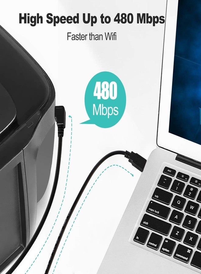 Inovat Haiker Inovat Right Angle Printer Cable USB2.0 A Male Plug to Right Angle USB B Male A/B M/M Printer Scanner Cable 12 Inch(30CM) - Image 4