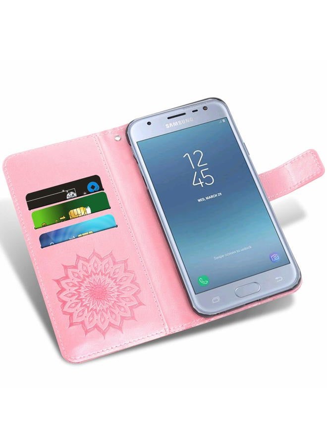 Asuwish Phone Case for Samsung Galaxy J3 Luna Pro J 3 Prime 2017 Emerge 3J Eclipse Mission Wallet Cases with Tempered Glass Screen Protector Leather Flip Cover Card Holder Cell Glaxay S327VL Women Rose Gold - Image 3