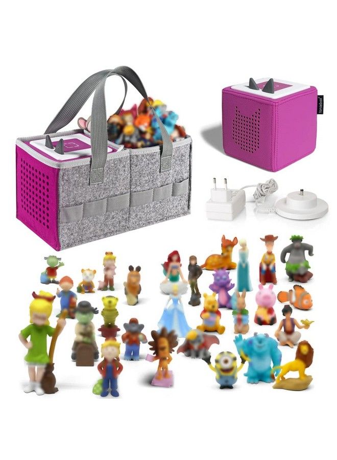 MASiKEN Carry Case Compatible With Toniebox Starter And Tonies Figurines Home Outdoor Hand Bag For Tonies Audio Player And Dolls Large Space For Audio Accessories (Purple)  - Image 3