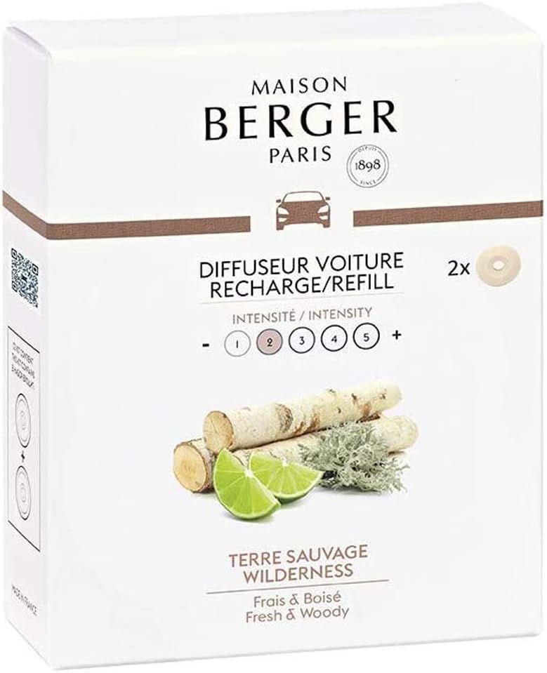 Maison Berger Recharge Car Diffuser Refill - Terre Sauvage Wilderness - Set of 2 - Image 1