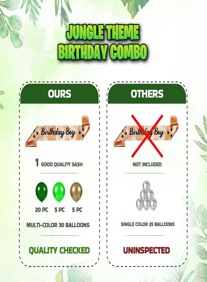 Decofy Cute Jungle Safari Birthday Decoration Kit 39 Pcs Combo | Animal Theme Balloon Decoration Set with Birthday Boy Gold Sash for Kids Birthday Party Celebration Home Decor Supplies Party Kit - Image 3