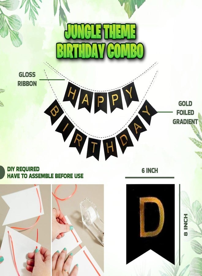 Decofy Cute Jungle Safari Birthday Decoration Kit 39 Pcs Combo | Animal Theme Balloon Decoration Set with Birthday Boy Gold Sash for Kids Birthday Party Celebration Home Decor Supplies Party Kit - Image 4