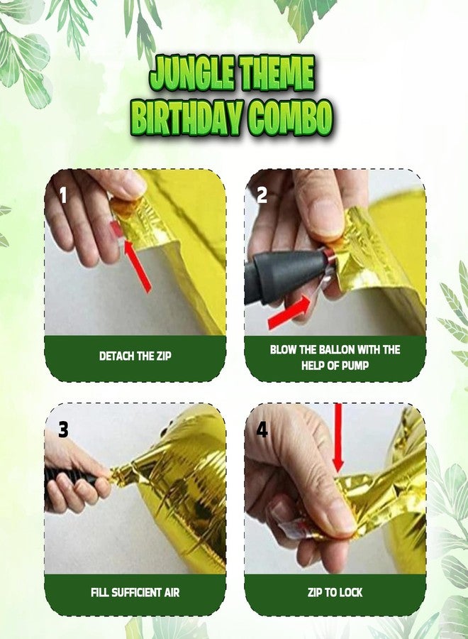 Decofy Cute Jungle Safari Birthday Decoration Kit 39 Pcs Combo | Animal Theme Balloon Decoration Set with Birthday Boy Gold Sash for Kids Birthday Party Celebration Home Decor Supplies Party Kit - Image 5