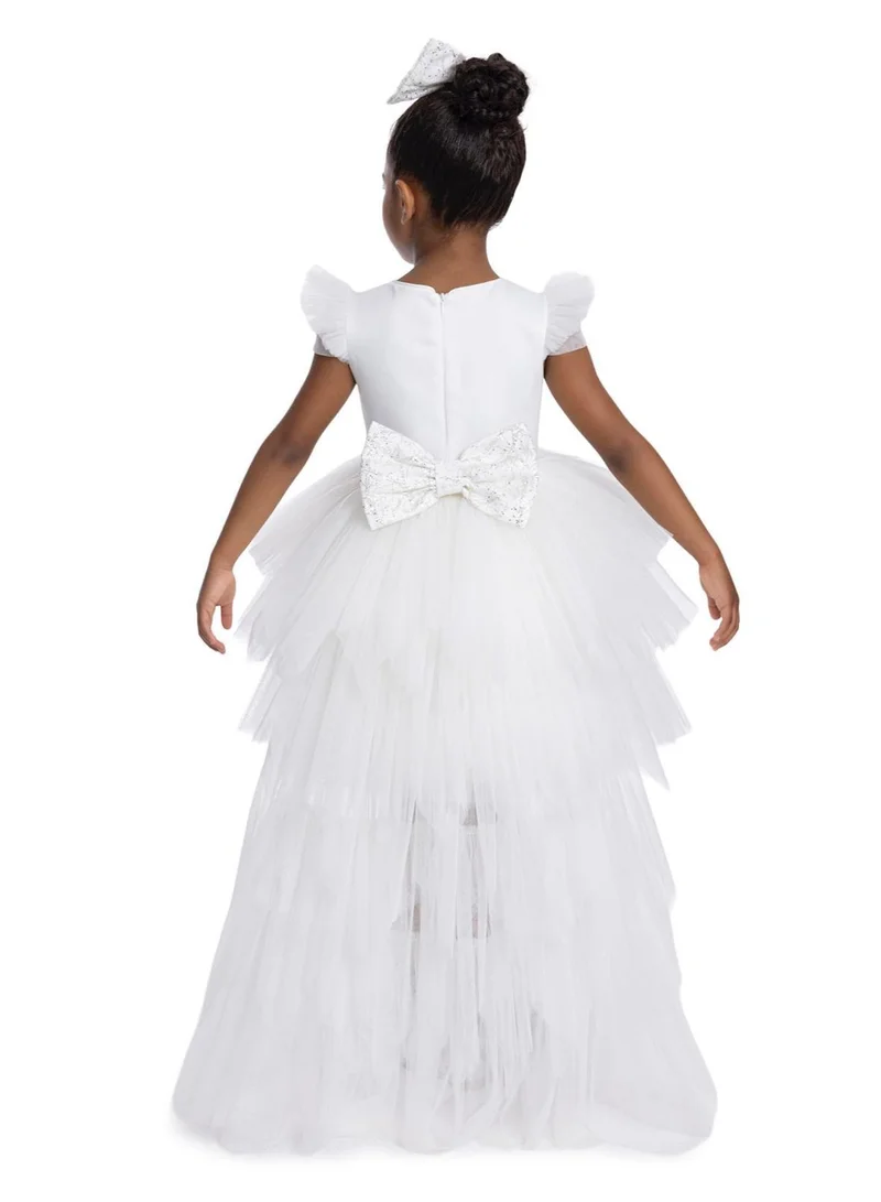 فيا بامبينو فستان سهرة أبيض متدرج طويل