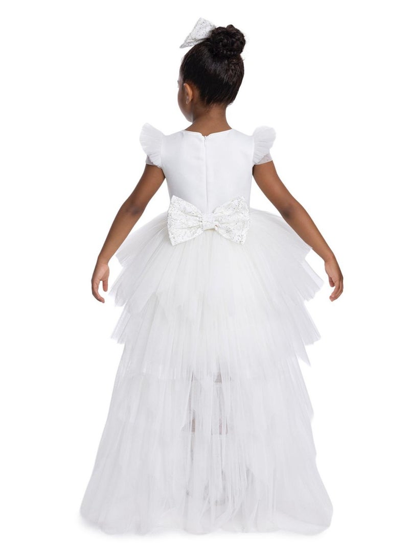 فيا بامبينو فستان سهرة أبيض متدرج طويل - Image 2