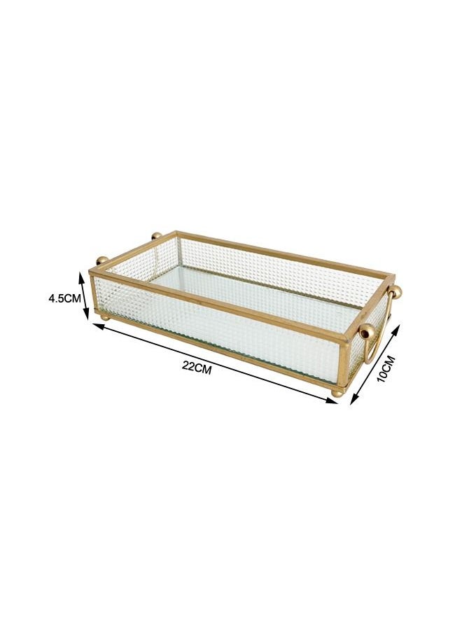 XIANGYU - Vintage European Mirror Glass Metal Storage Fruit Desktop Small Items Jewelry Display Tray Plate - Image 1