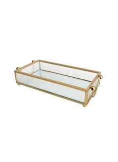 Vintage European Mirror Glass Metal Storage Fruit Desktop Small Items Jewelry Display Tray Plate