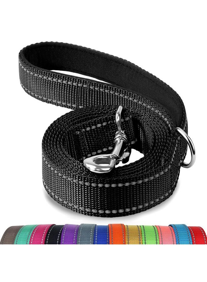 جويتيل مقود الكلاب Joytale العاكس مزدوج الجوانب، بطول 6 أقدام/5 أقدام/4 أقدام، مقود الكلاب المصنوع من النايلون بمقبض مبطن للكلاب المتوسطة والكبيرة أثناء المشي، أسود، بطول 6 أقدام - Image 1