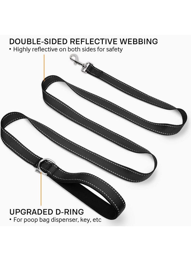 جويتيل مقود الكلاب Joytale العاكس مزدوج الجوانب، بطول 6 أقدام/5 أقدام/4 أقدام، مقود الكلاب المصنوع من النايلون بمقبض مبطن للكلاب المتوسطة والكبيرة أثناء المشي، أسود، بطول 6 أقدام - Image 2