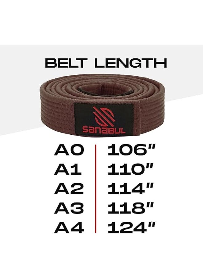 Sanabul  BJJ Belt Men & Women | Brazilian Jiu Jitsu Belt with Ranking Stripes Sleeve Bar | Kids Jiu Jitsu Gi | IBJJF Approved (Brown,A0)  - Image 5