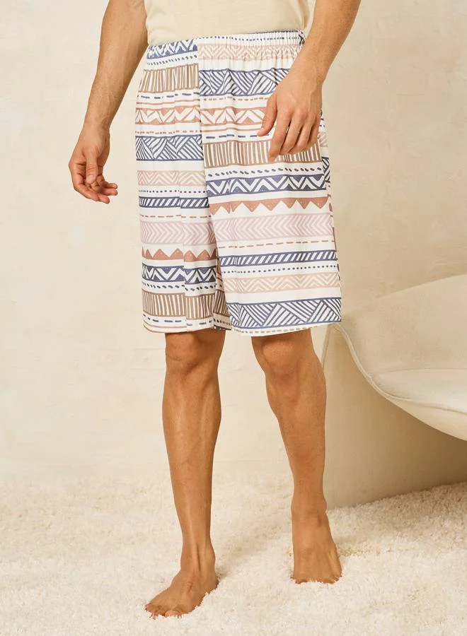 ستايلي Tribal Print Pocket Detail Tank & Shorts Set