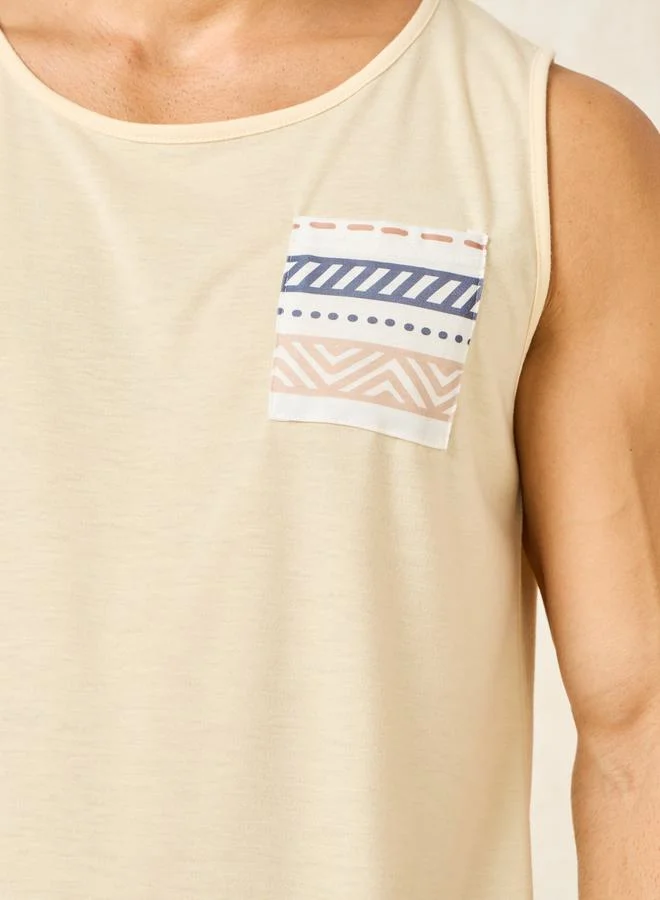 ستايلي Tribal Print Pocket Detail Tank & Shorts Set