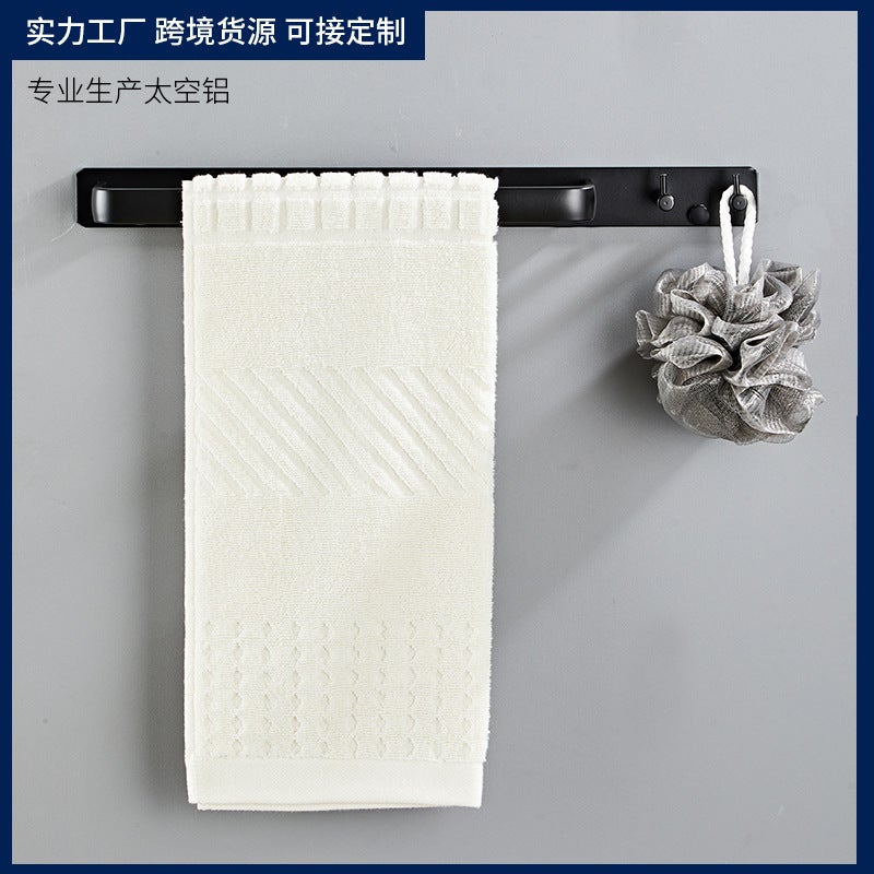 Space Aluminum Towel Rack With Hooks, No-Drill Hook Rack, Creative Clothes Hooks, Storage Hooks, No-Nail Installation - Image 4