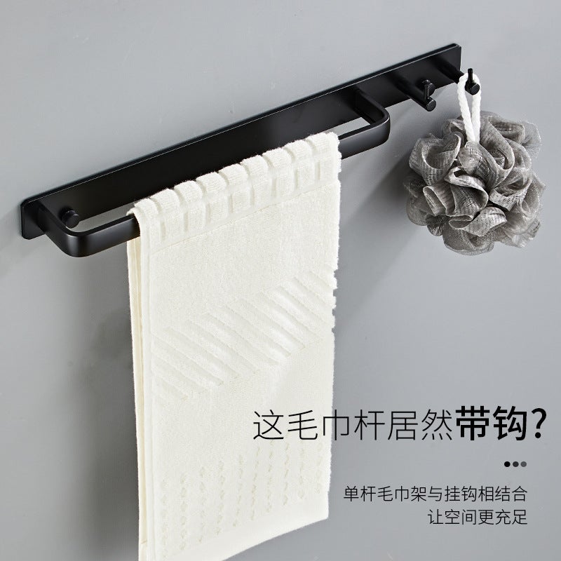 Space Aluminum Towel Rack With Hooks, No-Drill Hook Rack, Creative Clothes Hooks, Storage Hooks, No-Nail Installation - Image 3