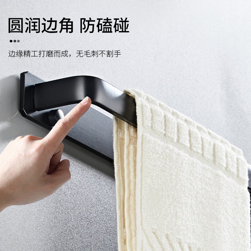 Space Aluminum Towel Rack With Hooks, No-Drill Hook Rack, Creative Clothes Hooks, Storage Hooks, No-Nail Installation - Image 5
