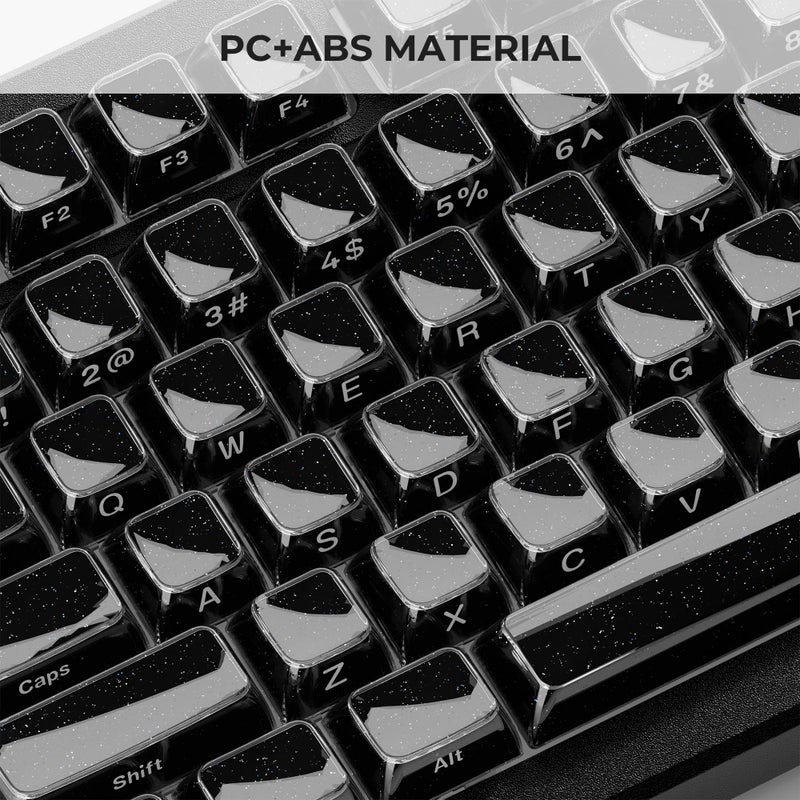 GMKWTL XVX Keycaps, Black Jelly Keyboard Keycaps with Glitter, Starry Key caps OEM Profile, Side Printed Keycap Set Compatible with 61/64/66/68/84/87/96/98/100/108 ANSI Layout MX Switches Mechanical Keyboard - Image 3