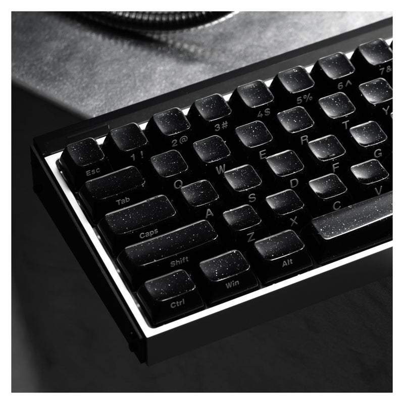 GMKWTL XVX Keycaps, Black Jelly Keyboard Keycaps with Glitter, Starry Key caps OEM Profile, Side Printed Keycap Set Compatible with 61/64/66/68/84/87/96/98/100/108 ANSI Layout MX Switches Mechanical Keyboard - Image 1