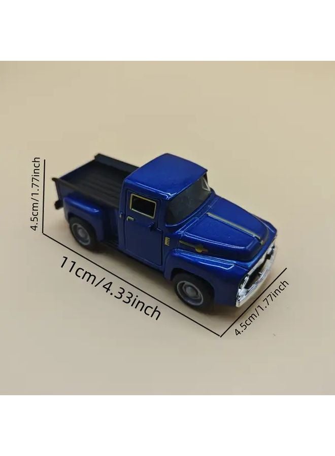 Blue Vintage Alloy Pickup Truck Toy Car Manual Pull Back Operation Openable Doors - Image 3