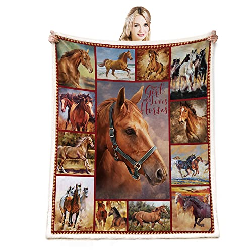 CYREKUD Horse Blanket,Horse Gifts for Girls Throw Blanket,Horse Gifts for Women Blanket,Gifts for Horse Lovers, Super Soft Cozy Horse Themed Gifts for Men Blanket,Sofa Couch Beds Horse Decor 60" x 80" - Image 1