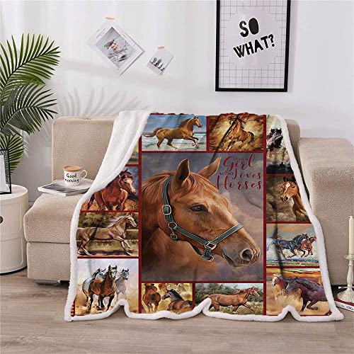 CYREKUD Horse Blanket,Horse Gifts for Girls Throw Blanket,Horse Gifts for Women Blanket,Gifts for Horse Lovers, Super Soft Cozy Horse Themed Gifts for Men Blanket,Sofa Couch Beds Horse Decor 60" x 80" - Image 3