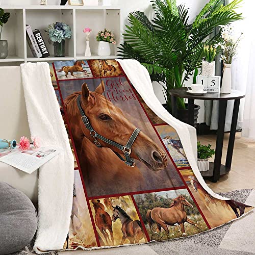 CYREKUD Horse Blanket,Horse Gifts for Girls Throw Blanket,Horse Gifts for Women Blanket,Gifts for Horse Lovers, Super Soft Cozy Horse Themed Gifts for Men Blanket,Sofa Couch Beds Horse Decor 60" x 80" - Image 5