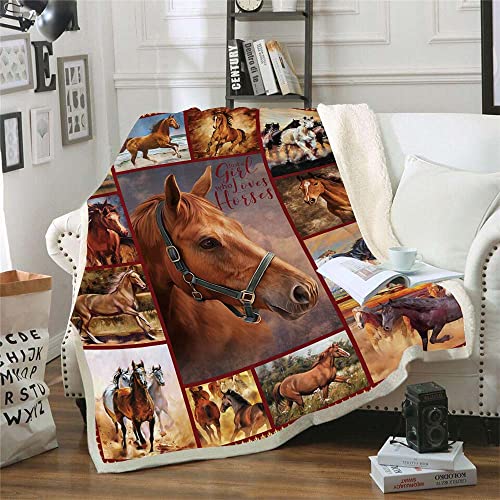 CYREKUD Horse Blanket,Horse Gifts for Girls Throw Blanket,Horse Gifts for Women Blanket,Gifts for Horse Lovers, Super Soft Cozy Horse Themed Gifts for Men Blanket,Sofa Couch Beds Horse Decor 60" x 80" - Image 2