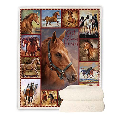 CYREKUD Horse Blanket,Horse Gifts for Girls Throw Blanket,Horse Gifts for Women Blanket,Gifts for Horse Lovers, Super Soft Cozy Horse Themed Gifts for Men Blanket,Sofa Couch Beds Horse Decor 60" x 80" - Image 4