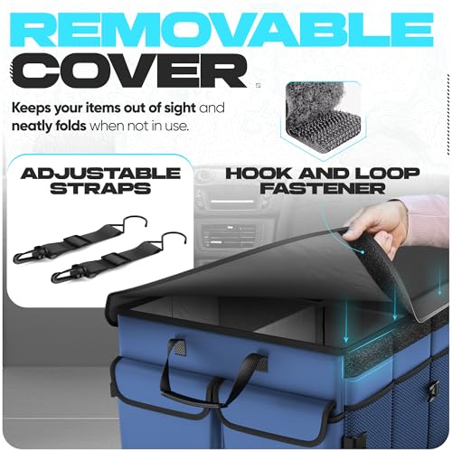 FORTEM Car Trunk Organizer, Collapsible Multi Compartment SUV Organizer, Foldable Storage for Car Accessories for Women Men, 600D Oxford, Non Slip Bottom, Securing Straps, Soft Cover (85L) - Image 5