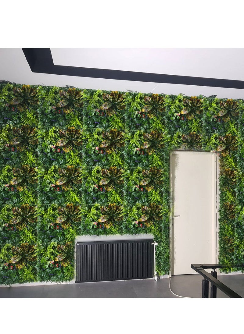Generic FFD Artificial Grass Wall Panels – UV-Protected Faux Greenery Backdrop for Indoor/Outdoor Decor, Privacy Fence Covering, Eucalyptus Leaves & Flowers, Perfect for Garden, Backyard, and Interior Walls  - Image 3