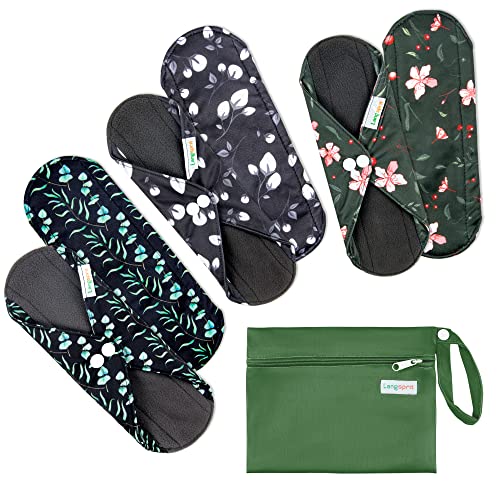 Langsprit Absorbent Reusable Menstrual Sanitary Pads/Washable Cloth Menstrual Period Pads,Reusable Panty Liners(Winter,L) - Image 1
