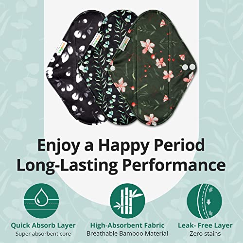 Langsprit Absorbent Reusable Menstrual Sanitary Pads/Washable Cloth Menstrual Period Pads,Reusable Panty Liners(Winter,L) - Image 3