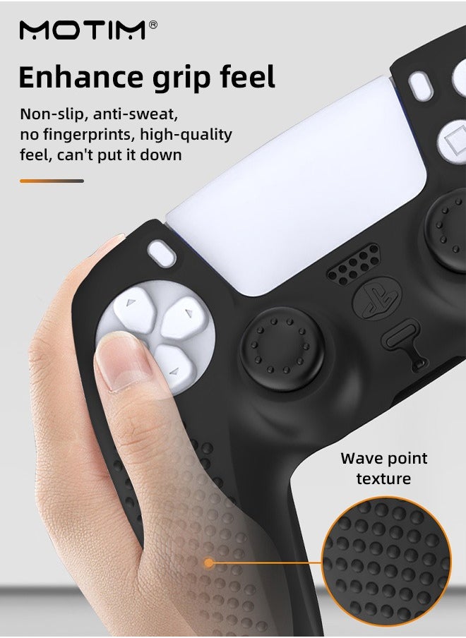 Motim - Silicone Anti-Slip Controller Cover for PS5 Controller, DualSense Wireless Controller Grip Cover, Dustproof Protective PS5 Controller 1 Cover 8 Thumb Grips - Image 1
