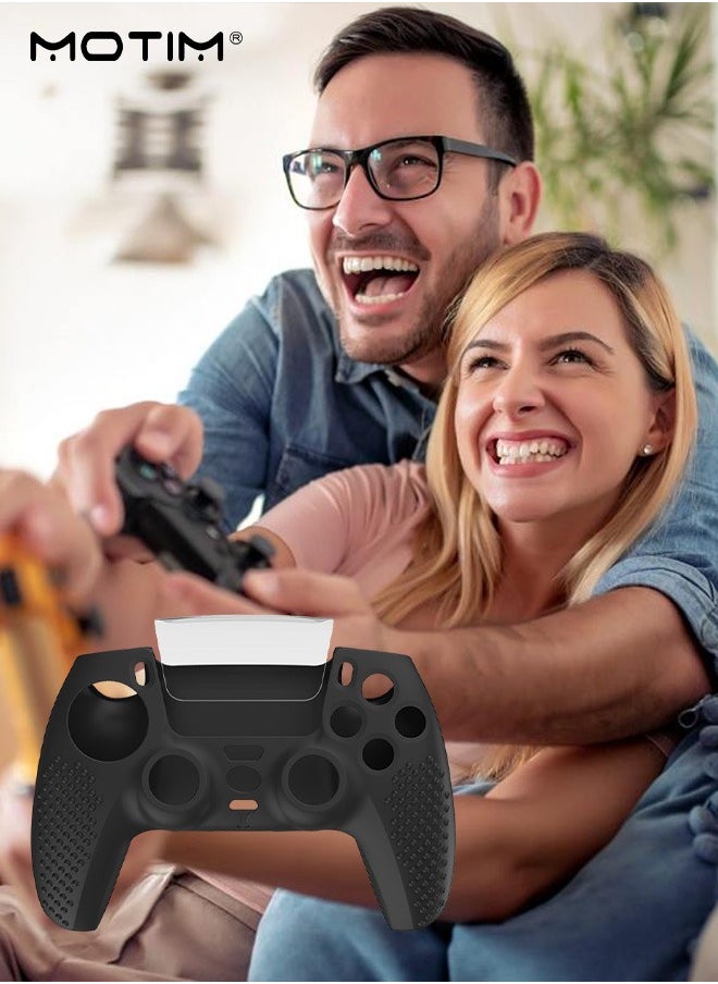 Motim - Silicone Anti-Slip Controller Cover for PS5 Controller, DualSense Wireless Controller Grip Cover, Dustproof Protective PS5 Controller 1 Cover 8 Thumb Grips - Image 1