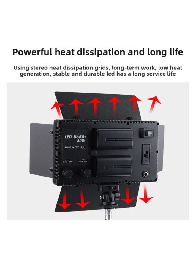 LED-680 Photography Supplementary Light Gourmet Soft Light Short Video Backlight 40W Outdoor Lighting Bracket-Color:A F750 Battery - Image 4