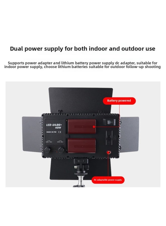 LED-680 Photography Supplementary Light Gourmet Soft Light Short Video Backlight 40W Outdoor Lighting Bracket-Color:A F750 Battery - Image 5