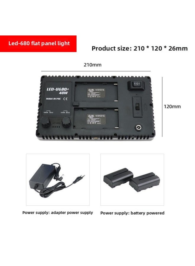 LED-680 Photography Supplementary Light Gourmet Soft Light Short Video Backlight 40W Outdoor Lighting Bracket-Color:A F750 Battery - Image 2