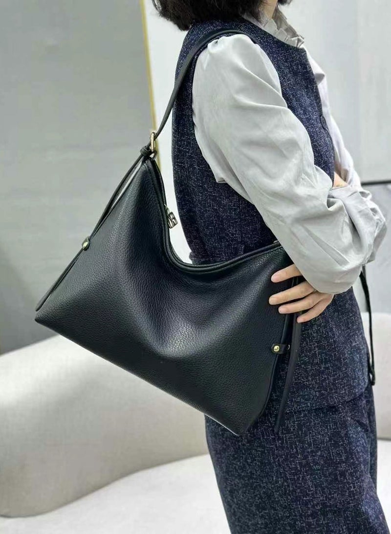 Women's Shoulder Tote Bag Handbag, Fashionable Solid Color Large Capacity Faux Leather Tote Bag with Zipper & Adjustable shoulder strap for Ladies Girls  - Image 2