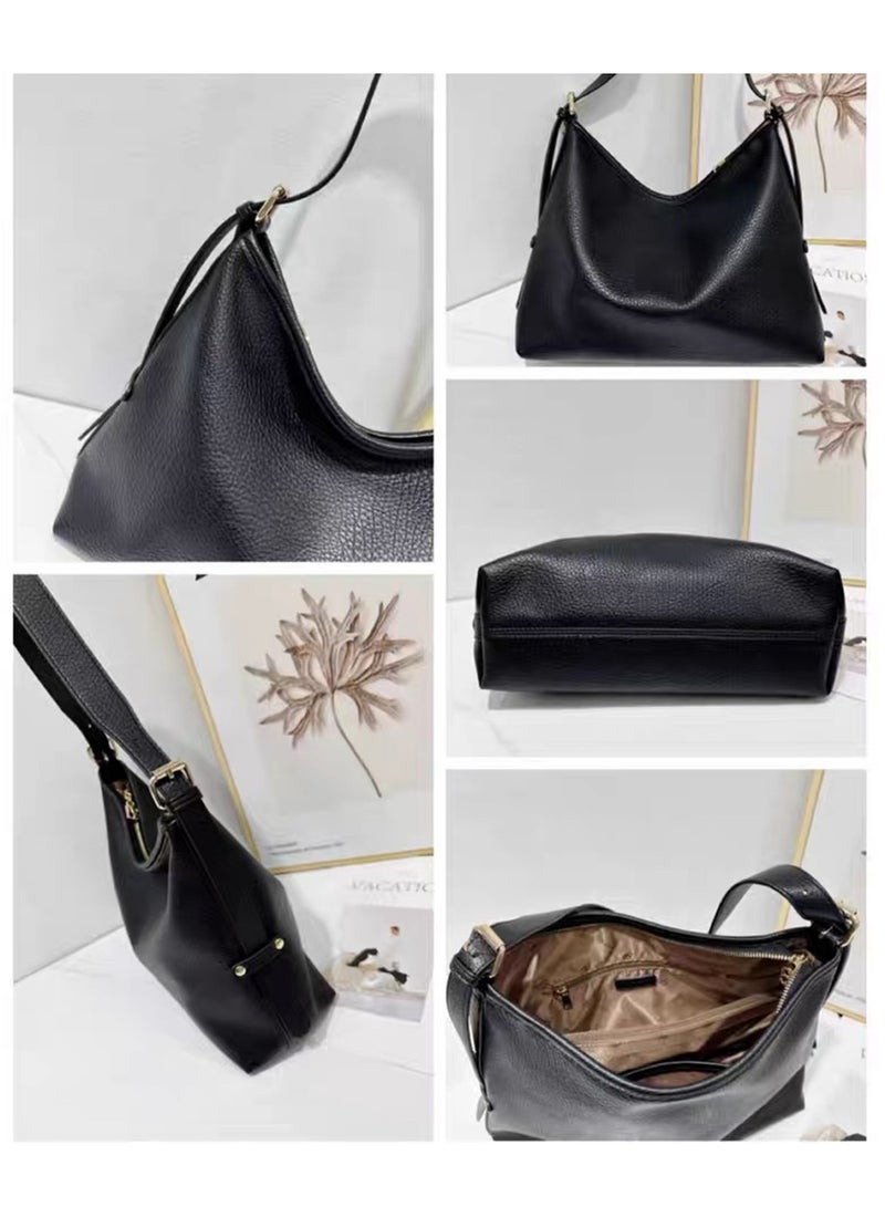 Women's Shoulder Tote Bag Handbag, Fashionable Solid Color Large Capacity Faux Leather Tote Bag with Zipper & Adjustable shoulder strap for Ladies Girls  - Image 3