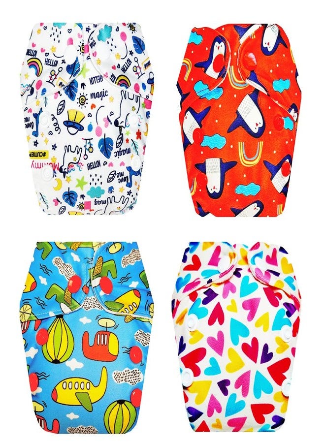 حفاضات قماشية فاخرة من دمبلدو للأطفال حديثي الولادة مع ماصة مدمجة (عبوة من 4 قطع) | ناعمة ولطيفة | قابلة لإعادة الاستخدام والغسل | مناسبة للسفر | موثوق بها من قبل الأمهات | من 0 إلى 4 أشهر | للجنسين - Image 1