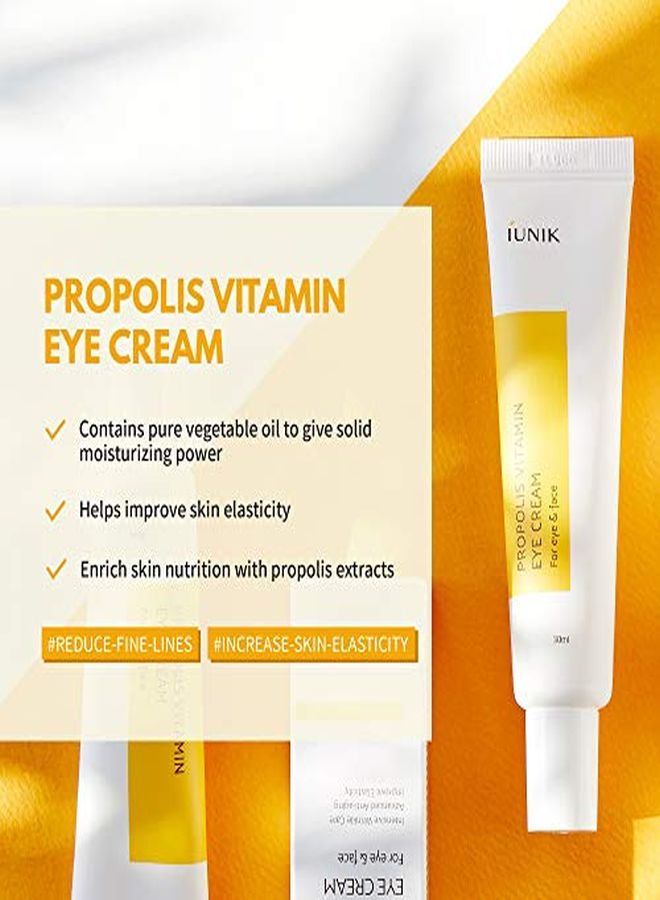 iUNIK Propolis Vitamin Eye Cream Set (Eye Cream 1.01 Fl.Oz. & Mini Serum 0.51 Fl.Oz.) Featuring Propolis Extract, Idebenone, Buckthorn Fruit Extract, And More To Hydrate, Fight Against Dark Circles  - Image 2