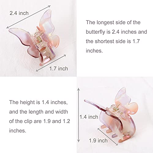 NAISIER Hair Claw Butterfly Tortoise Shell Hair Claw Clips Jaw Clips 2.3 inch Girls Butterfly Hair Clips,Hair Clips Hair Accessories for Girls and Women. (Mixed color, 6 pack) - Image 4