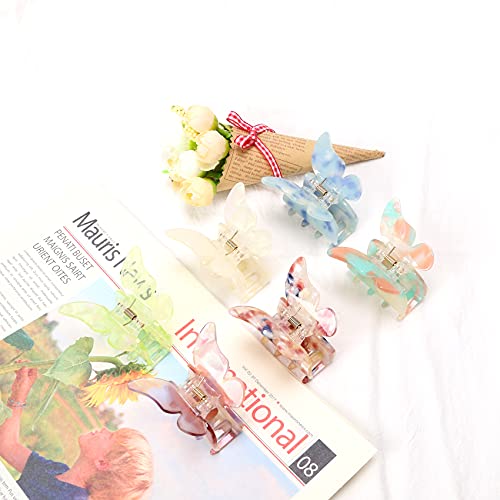NAISIER Hair Claw Butterfly Tortoise Shell Hair Claw Clips Jaw Clips 2.3 inch Girls Butterfly Hair Clips,Hair Clips Hair Accessories for Girls and Women. (Mixed color, 6 pack) - Image 3